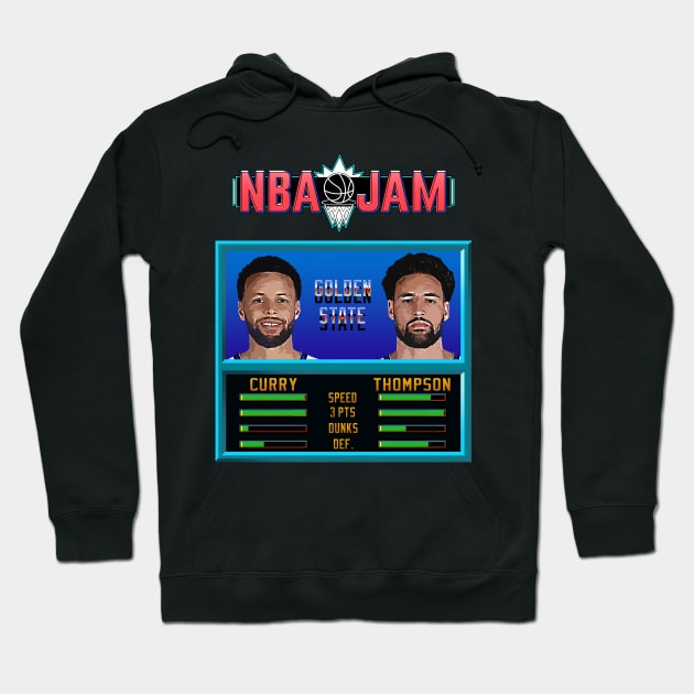 NBA JAM - Warriors Basketball Hoodie by Buff Geeks Art